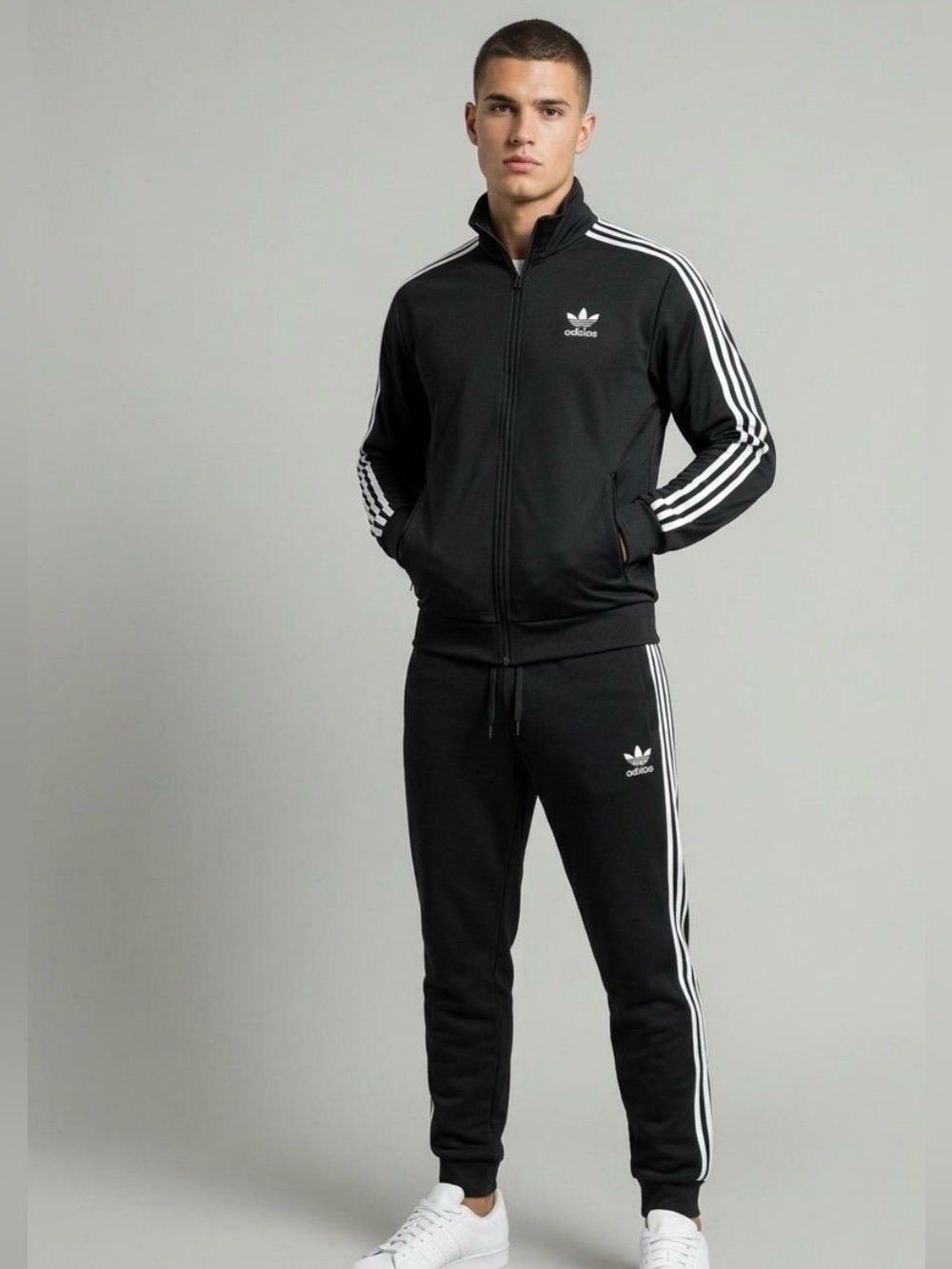 Vintage Adidas Men’s Black 3-Stripe Track Jacket